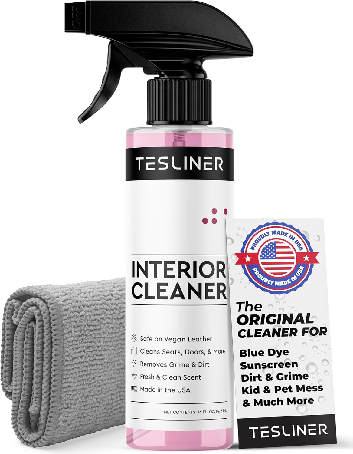 Tesla Seat Cleaner & Stain Remover - Interior Cleaner for Black & White Vegan Leather, Interior Cleaning Products for Seats, Dash, Console