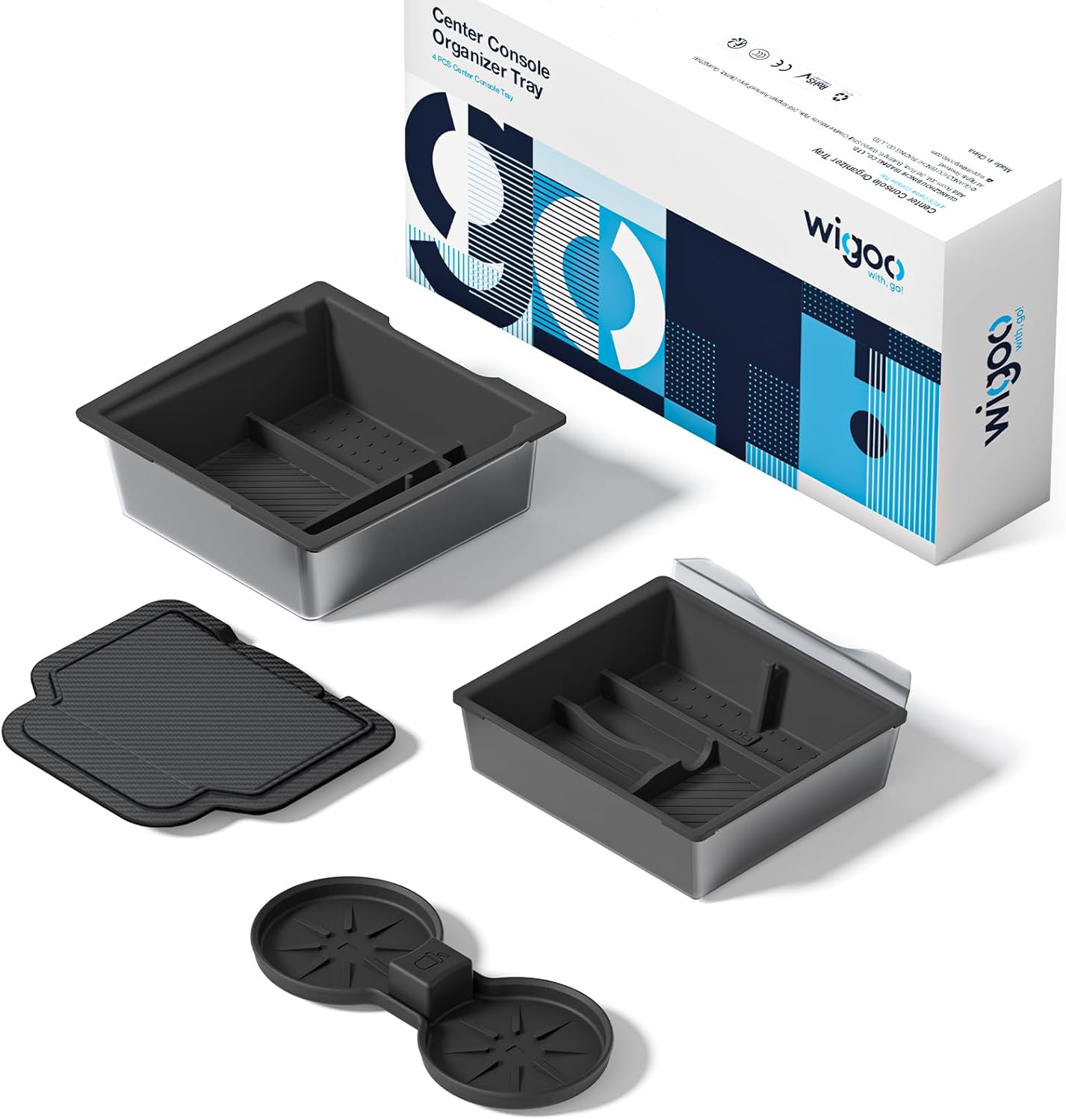 Wigoo for Tesla New Model Y Juniper & Model 3 Highland Center Console Organizer [Double Layer Space, Slide Smoothly] Model 3 (2024-2026):Model Y Juniper(2025-2026) Accessories, 4PCS Black